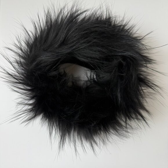 Yves Salomon Real Raccoon Fur Stretch Headband NWOT Made in France - Picture 2 of 5